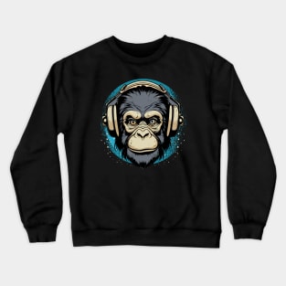 Chimp with Headphone - For Musicians and Zoologists Crewneck Sweatshirt